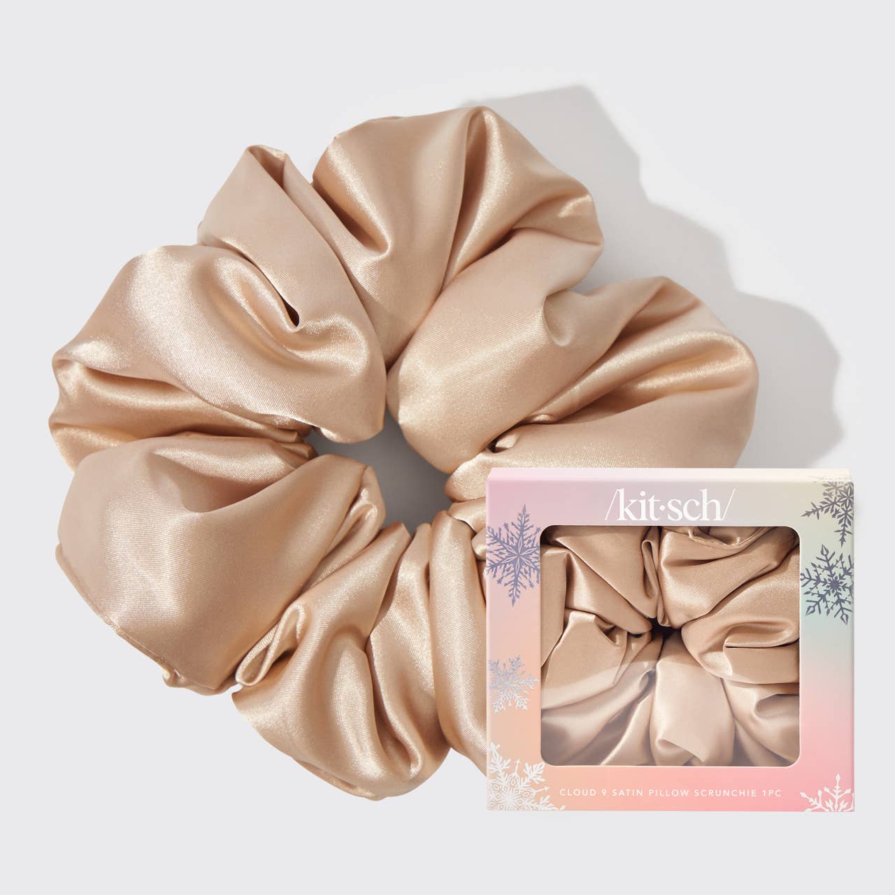 Holiday Cloud 9 Satin Pillow Scrunchie 1pc - Champagne - OLIVIA PAISLEY 