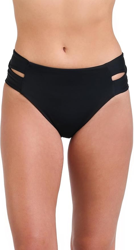 Island Goddess Mid-Waist Keyhole Bikini Bottom Black