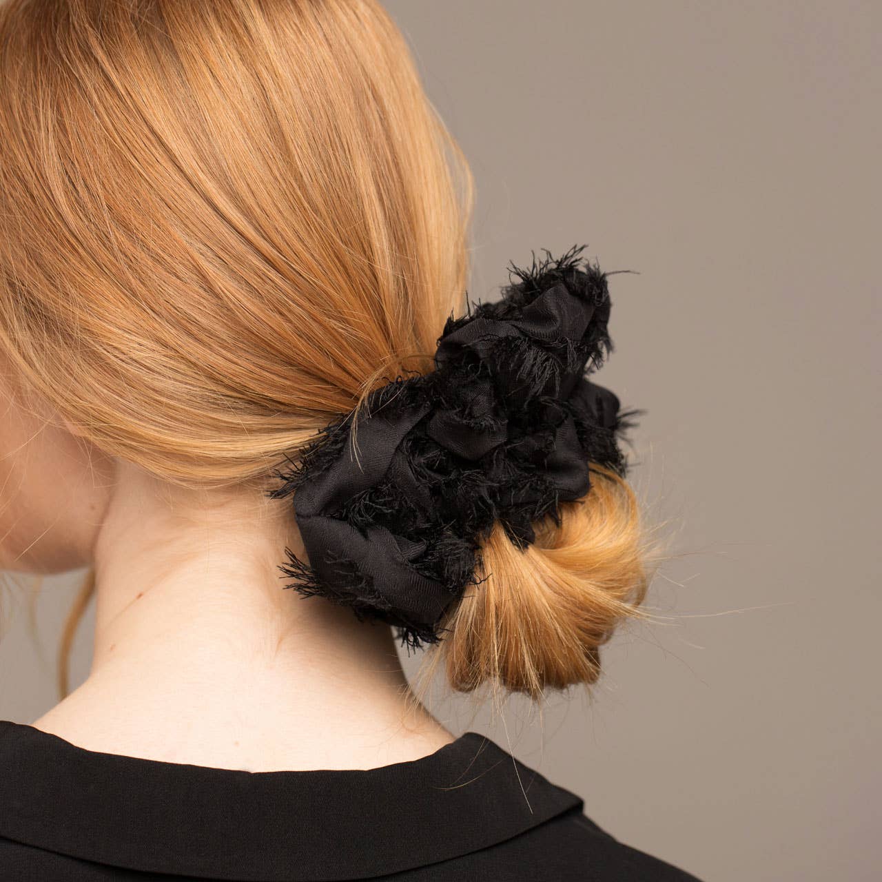 Brunch Scrunchie - Frayed Black - OLIVIA PAISLEY 