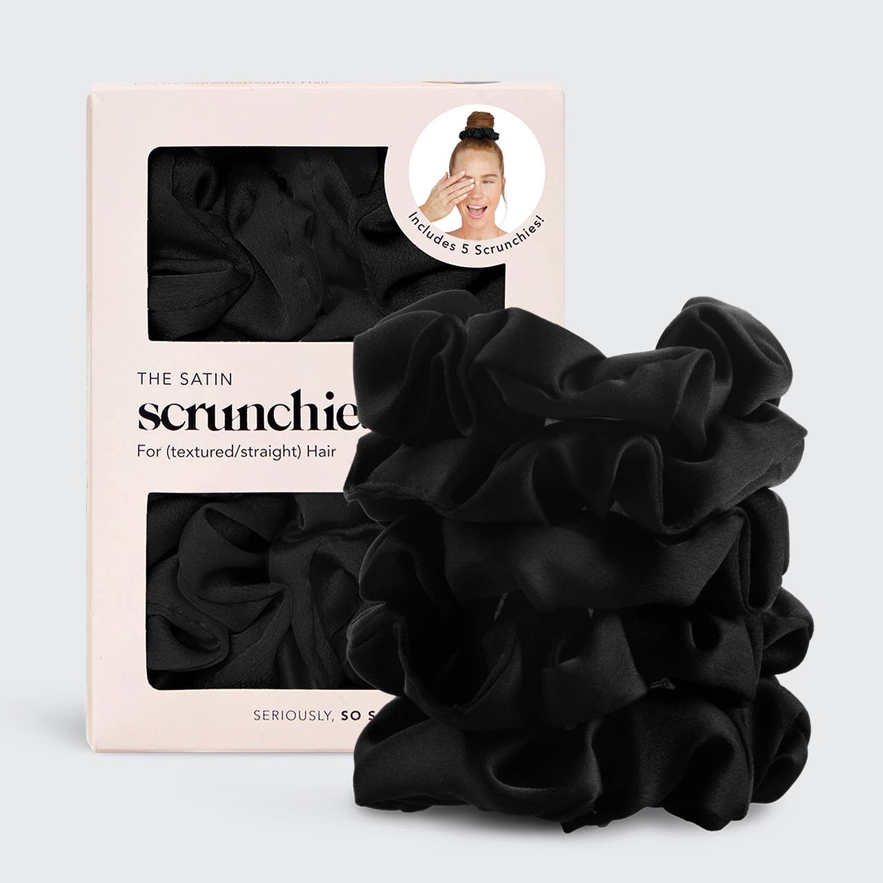 Satin Sleep Scrunchies 5pc - Black - OLIVIA PAISLEY 