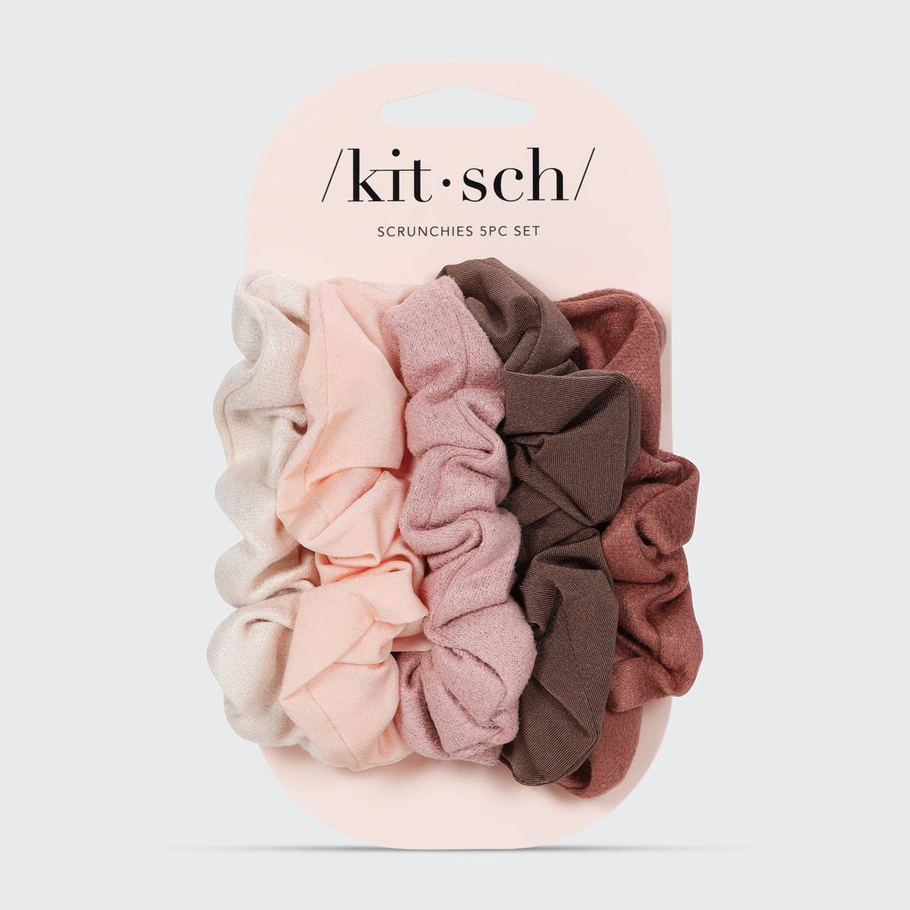 Assorted Textured Scrunchies 5pc Set - Terracotta - OLIVIA PAISLEY 