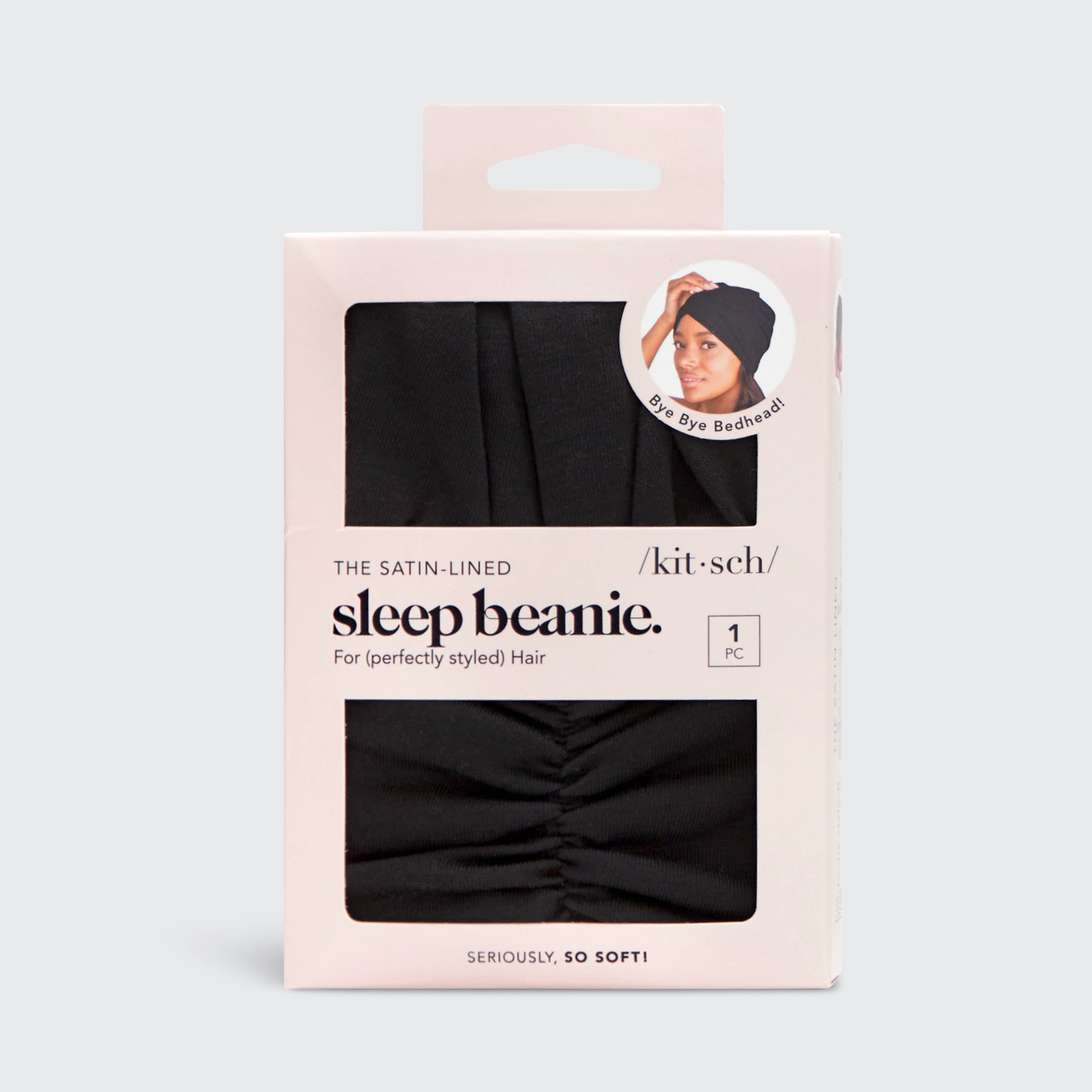 Sleep Beanie with Satin lining - Black - OLIVIA PAISLEY 