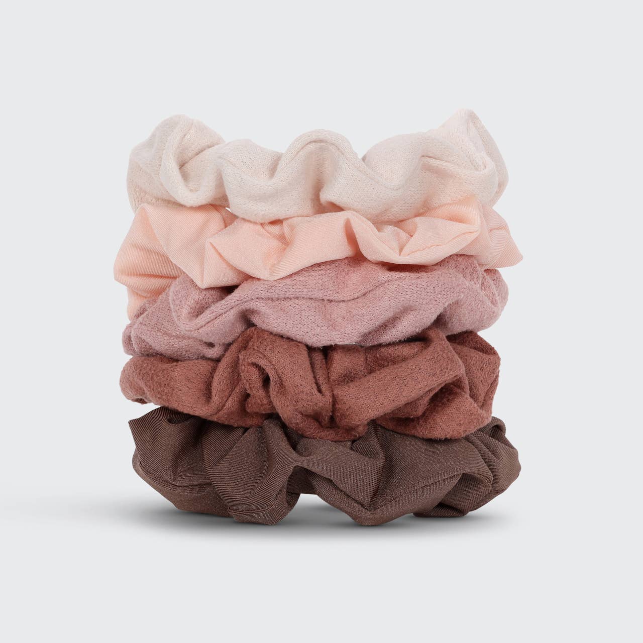 Assorted Textured Scrunchies 5pc Set - Terracotta - OLIVIA PAISLEY 