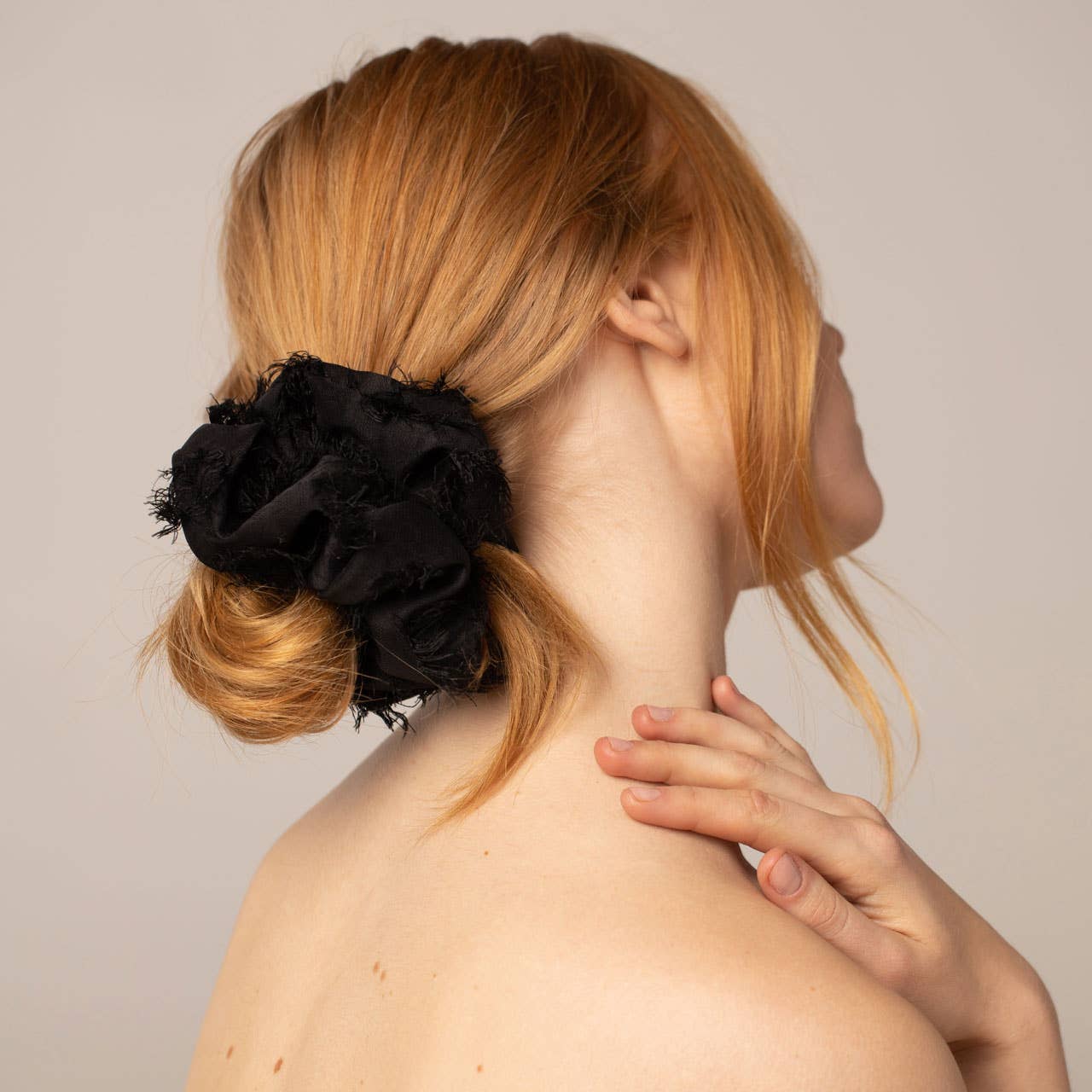 Brunch Scrunchie - Frayed Black - OLIVIA PAISLEY 