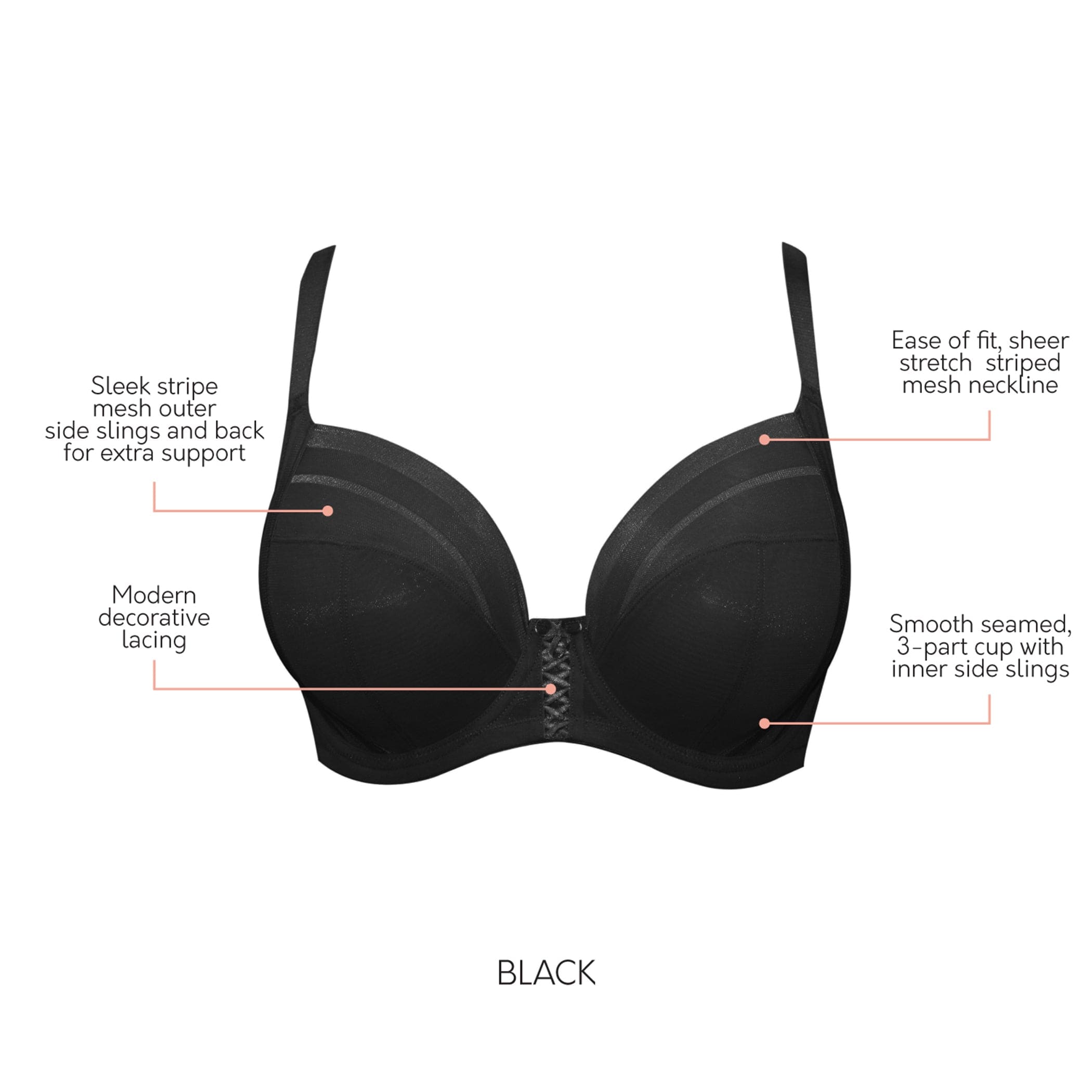 Shea Plunge Bra Outline Black