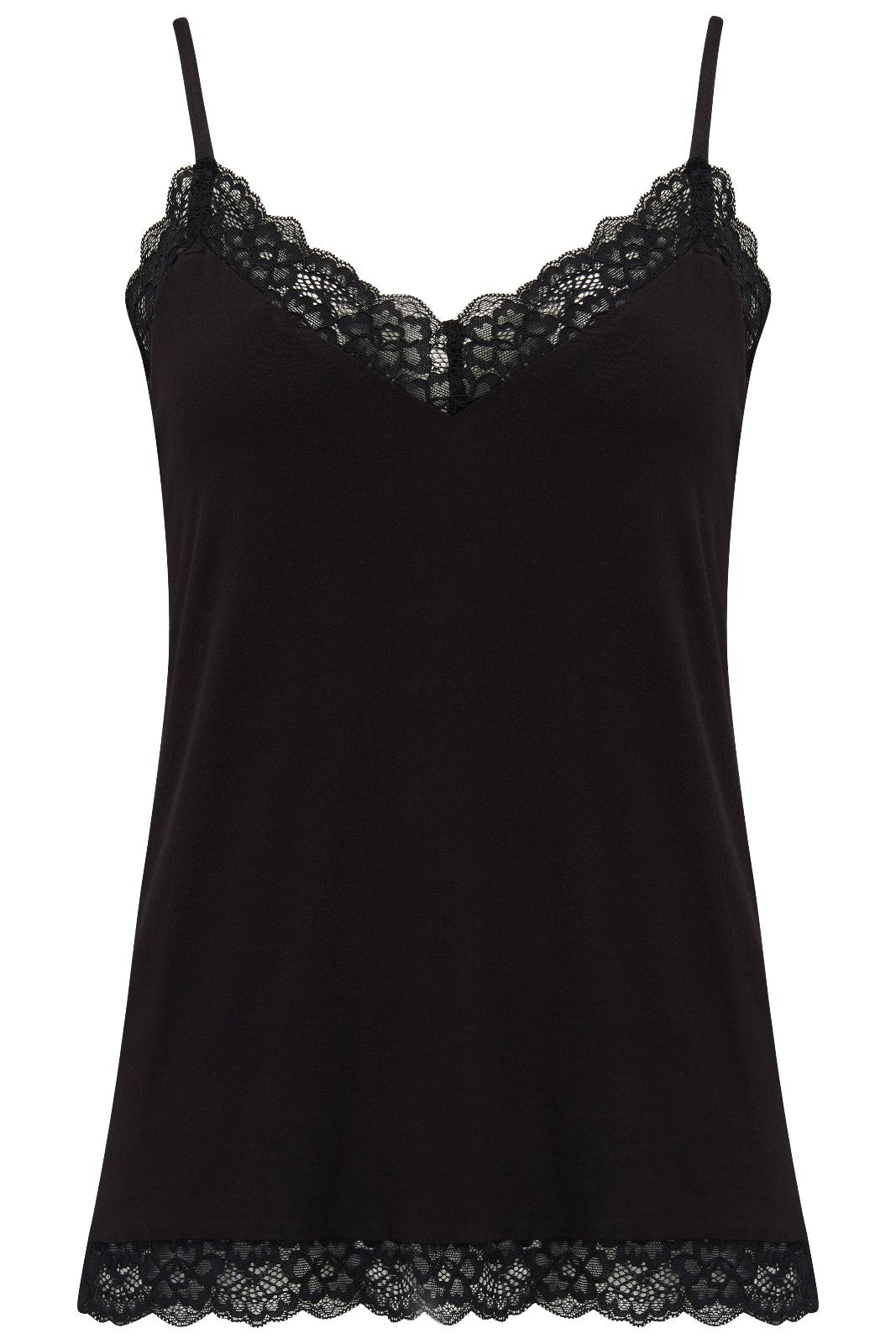 Front View Sofa Loves Comfortable Lace Hidden Support Cami Top Black