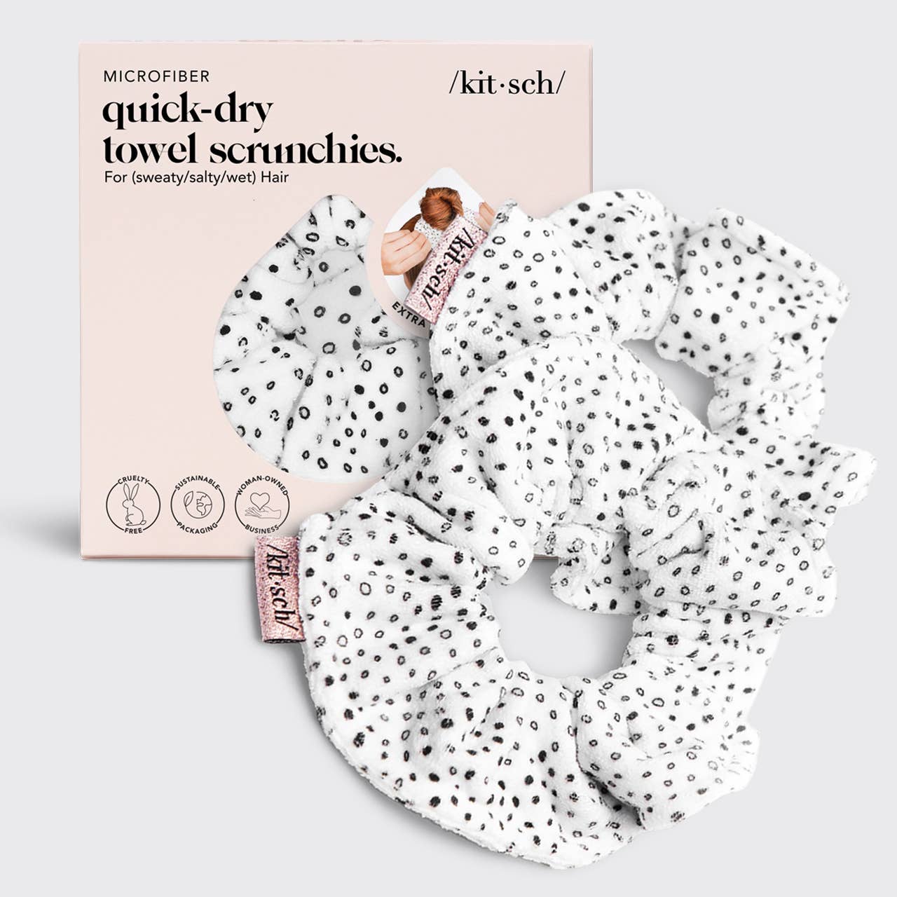 Towel Scrunchie 2 Pack - Micro Dot - OLIVIA PAISLEY 