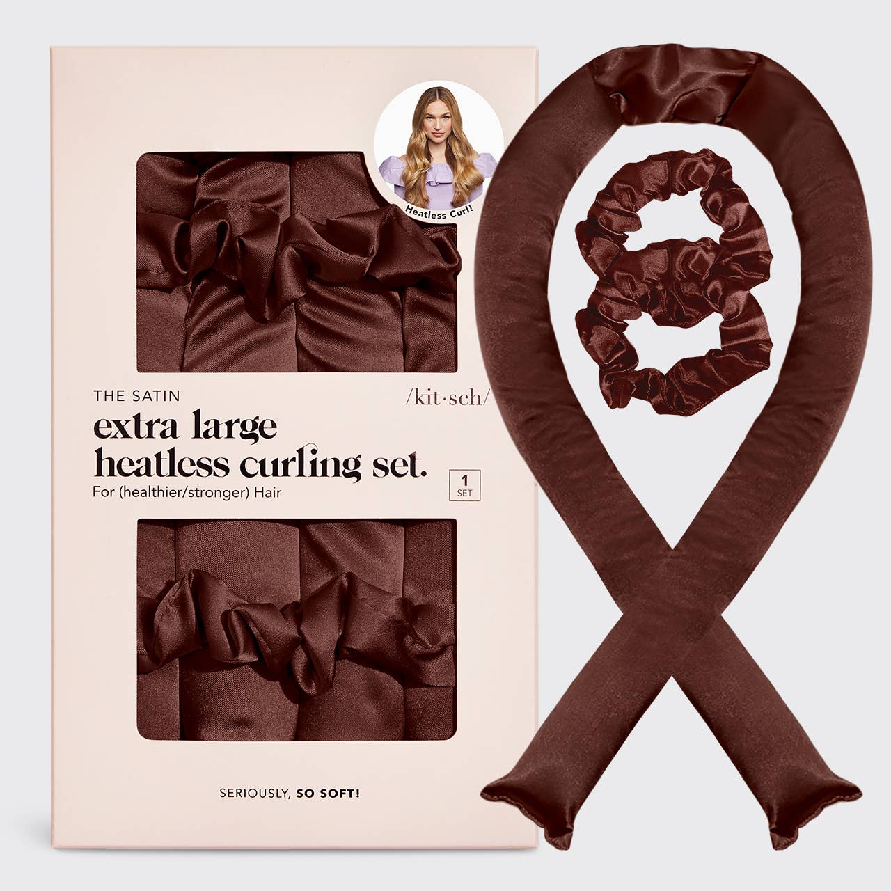 XL Satin Heatless Curling Set - Chocolate - OLIVIA PAISLEY 