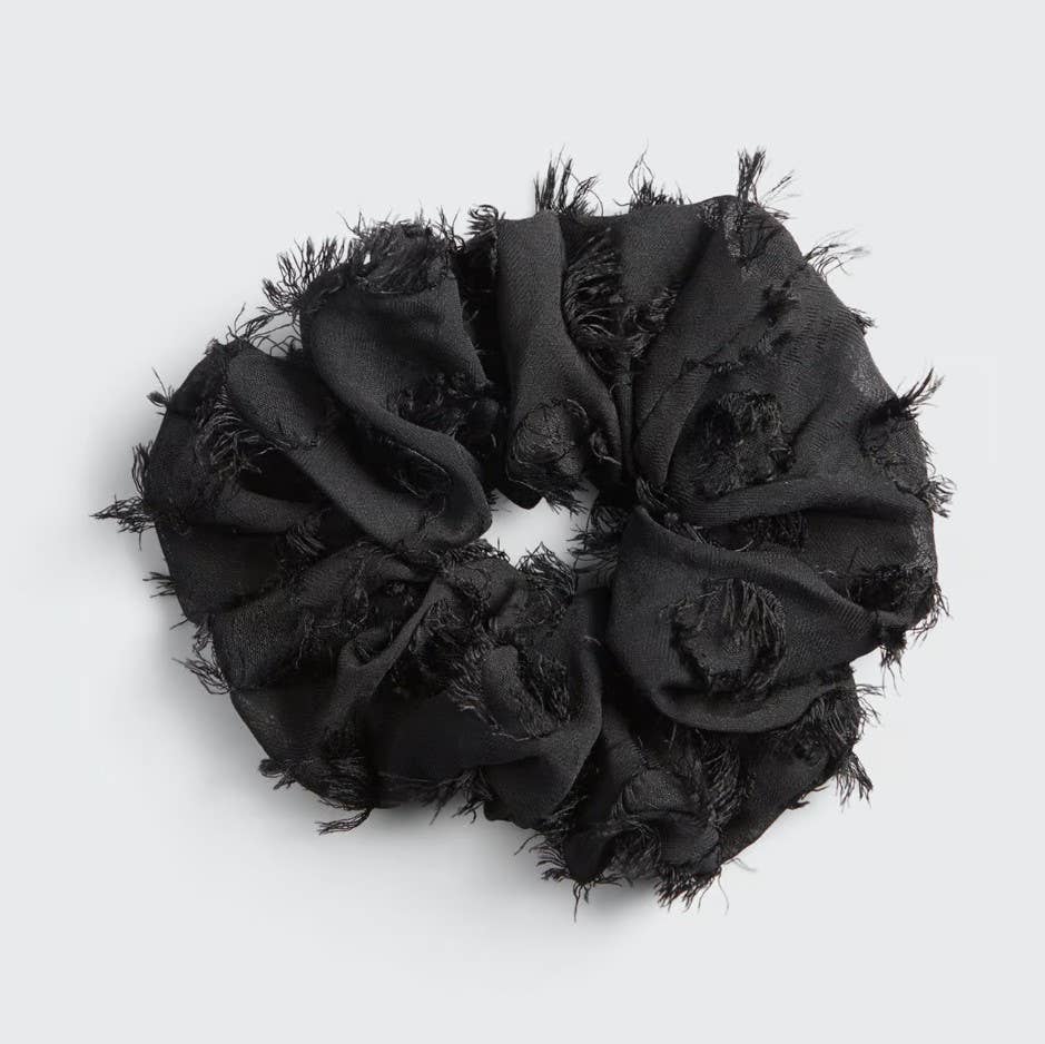 Brunch Scrunchie - Frayed Black - OLIVIA PAISLEY 