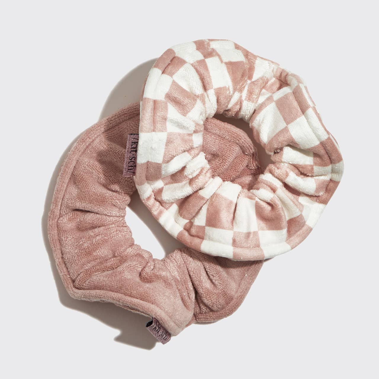 Microfiber Quick-Dry Towel Scrunchie 2PC- Terracotta Checker - OLIVIA PAISLEY 