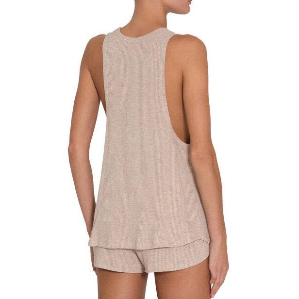 Elon Cozy Ribbed Muscle Tank in Oatmeal - OLIVIA PAISLEY 