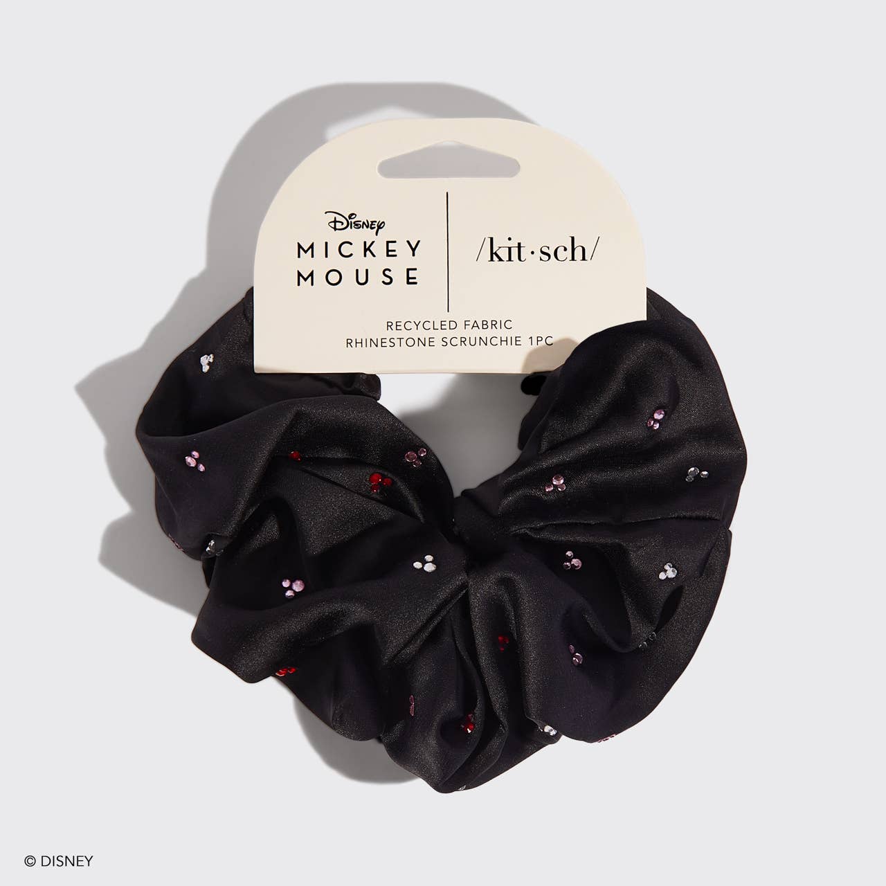 Kitsch & Mickey and Minnie Recycled Fabric Scrunchie - Black - OLIVIA PAISLEY 