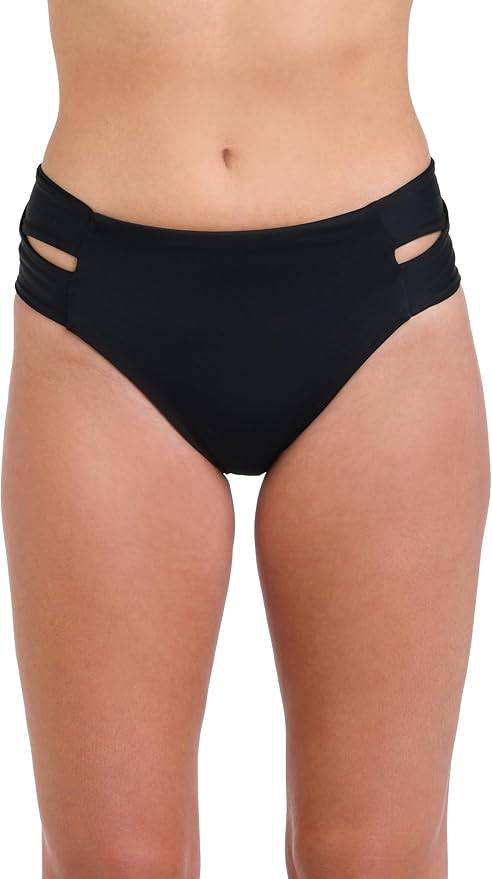 Island Goddess Mid-Waist Keyhole Bikini Bottom Black