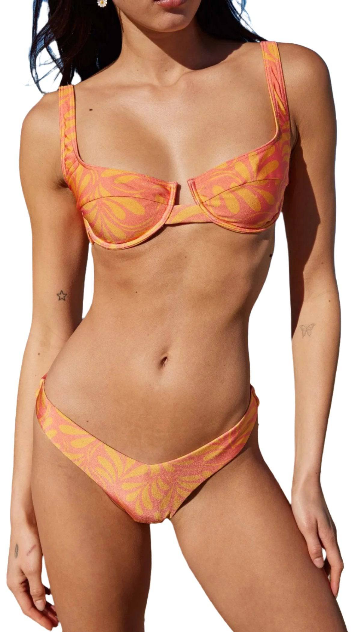 Pomelia Orange Floral Bikini Bottom - OLIVIA PAISLEY 