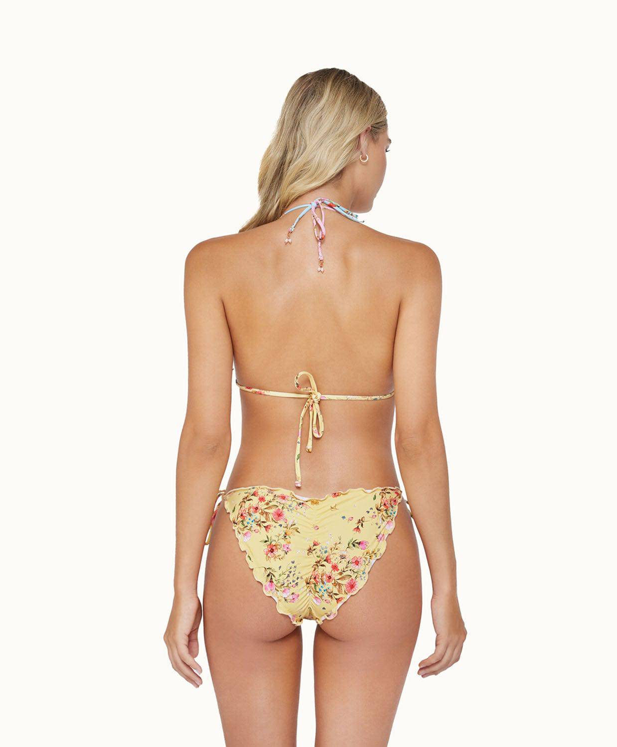 Dolce Embroidered Lettuce Edge Bikini Bottom - OLIVIA PAISLEY 