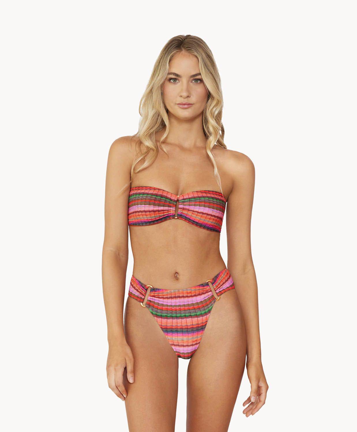 Jetty Stripe Detail Fanned Bikini Bottoms - OLIVIA PAISLEY 