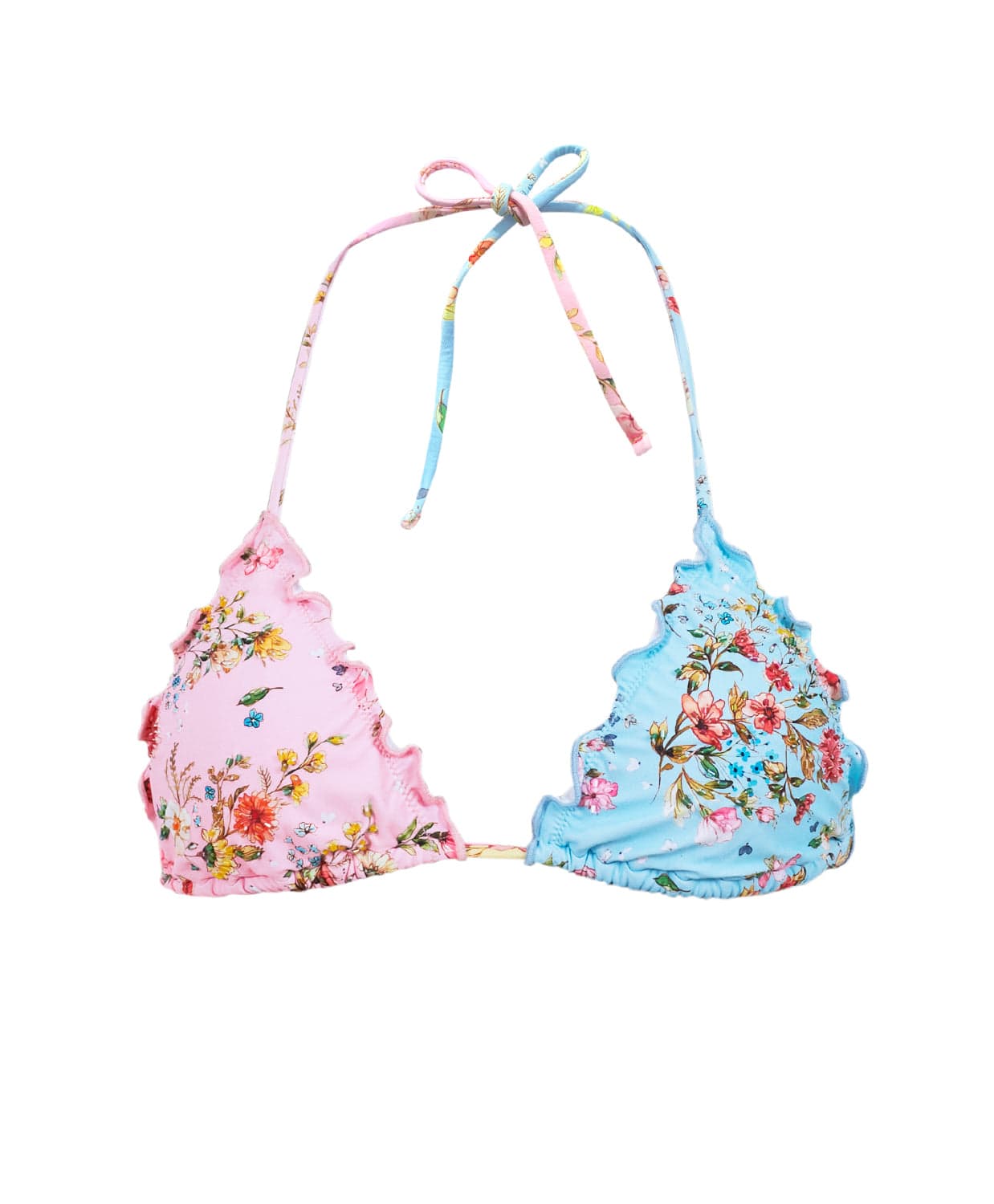 Dolce Embroidered Lettuce Edge Triangle Bikini Top - OLIVIA PAISLEY 