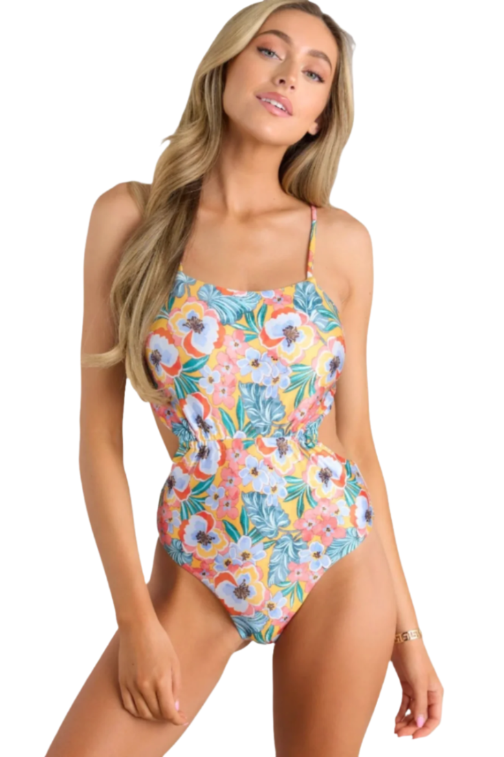 Front View Lilo Vintage Floral One Piece Swimsuit