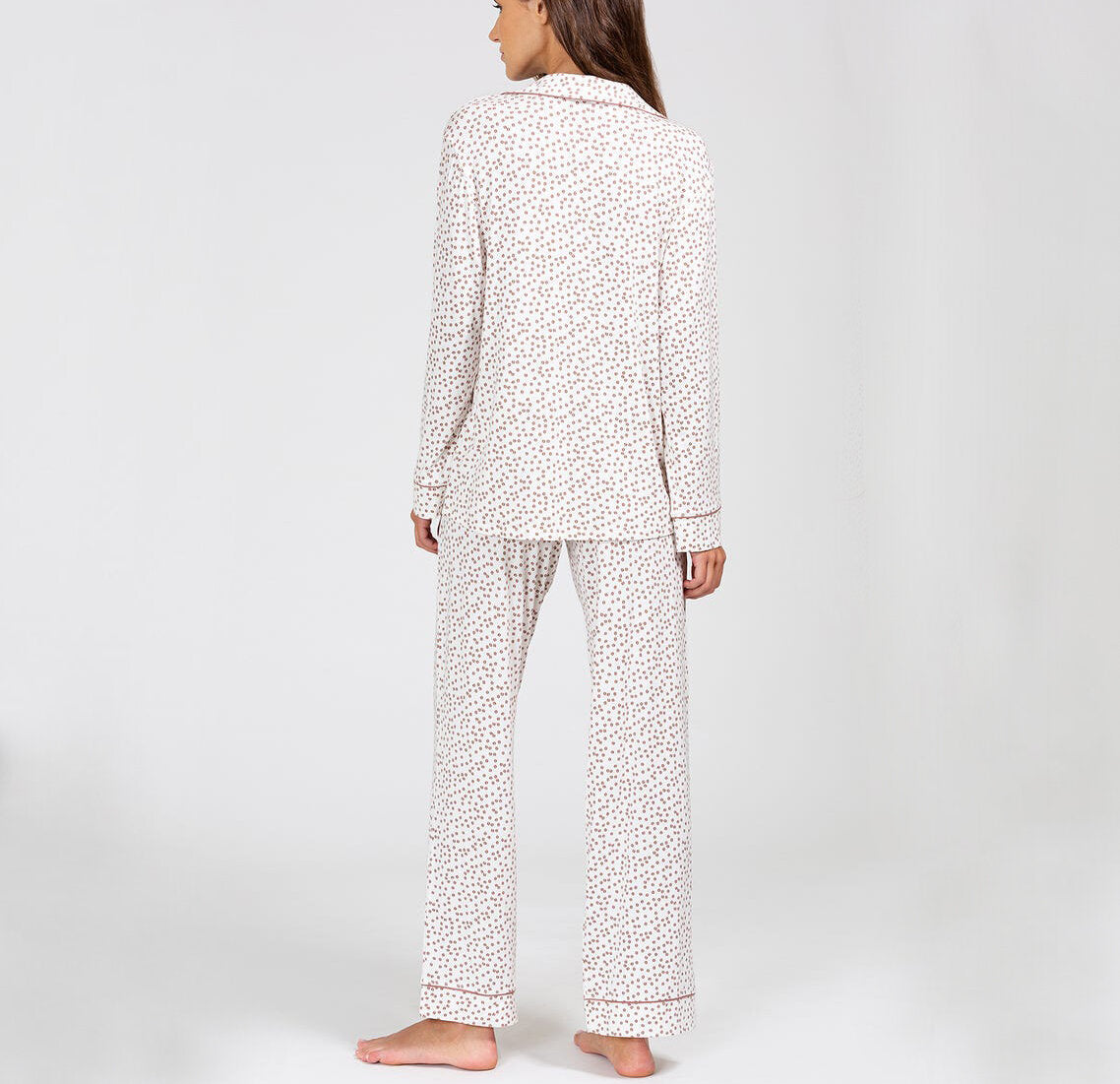 Eberjey Gisele Printed Long Pj Set Coffee - OLIVIA PAISLEY 